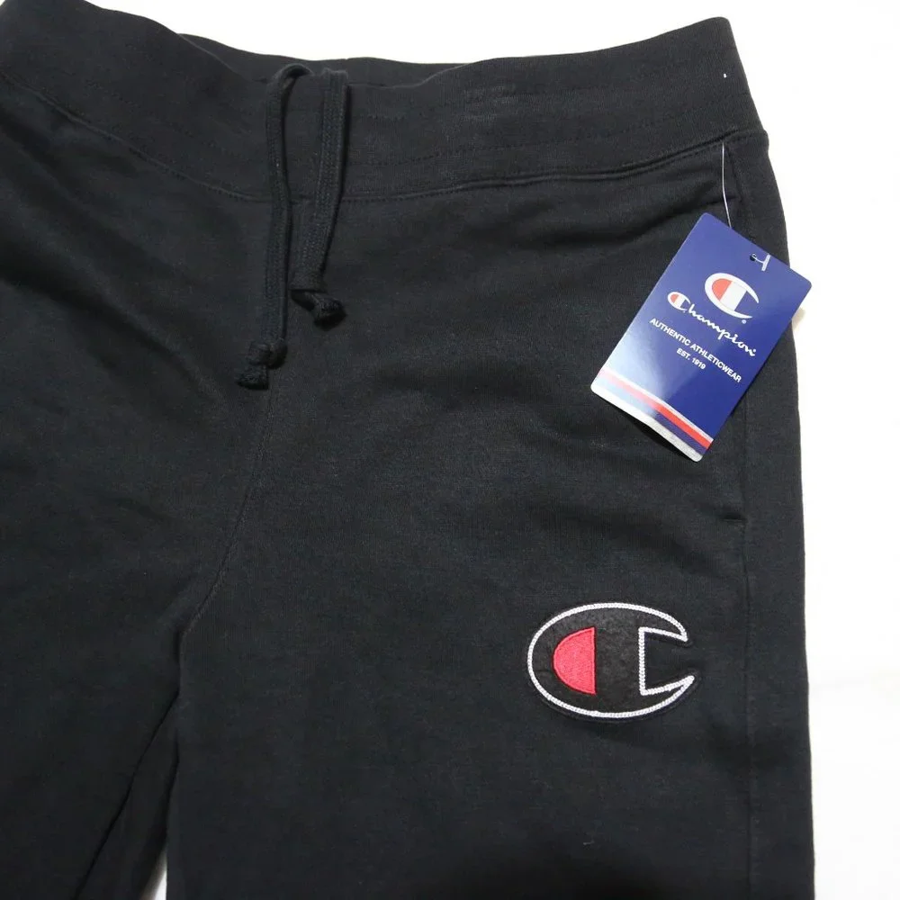 Champion Jogger Sweatpants Tapered Leg Big "C" Logo Black … - Picture 3 of 7